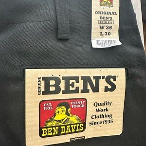 Ben Davis Trim Fit Black Workwear Pants with Branded Patch